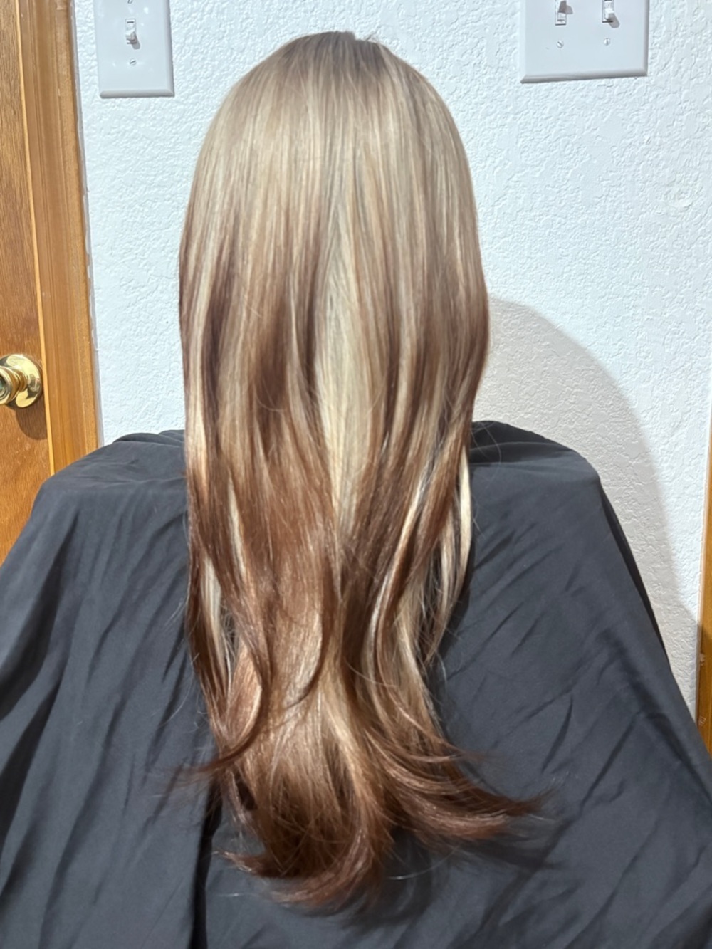 Allbell Long Straight Wig Ombré Brown, Brown Highlight Mixed Blonde - Picture 4 of 6